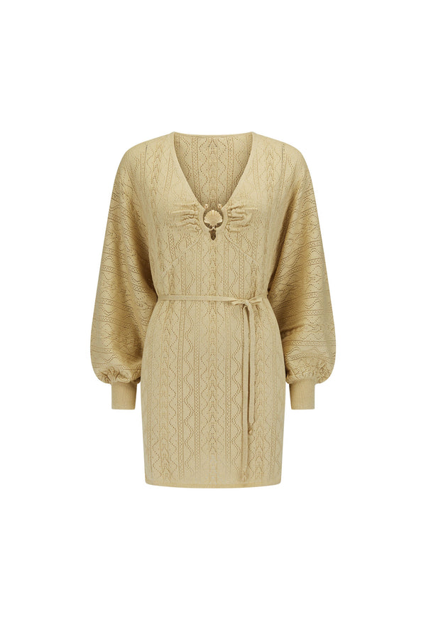 The Moss Knit Mini Dress - Gold