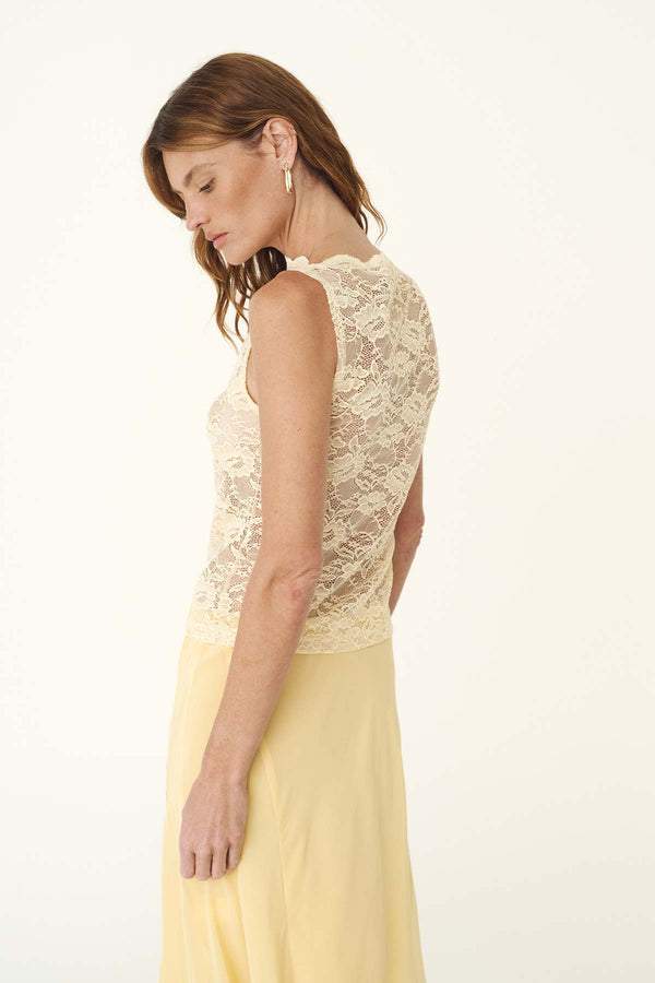 Tonya Rose Lace Tank - Butter Creme
