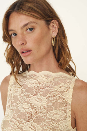 Tonya Rose Lace Tank - Butter Creme