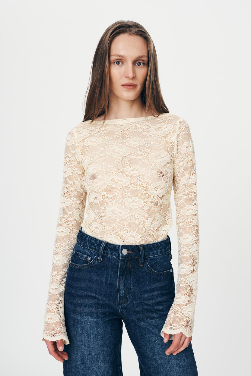 Tonya Rose Lace Top-Butter Crème