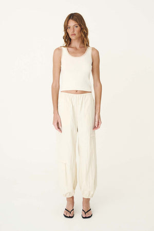 Blake Contrast Knit Tank - Oat Milk