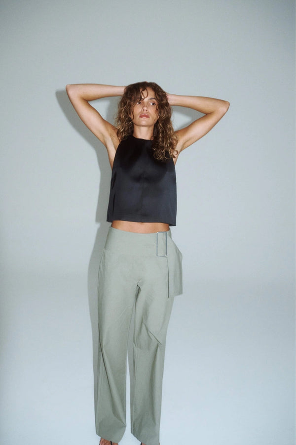 Bea Belted Pant - Moss