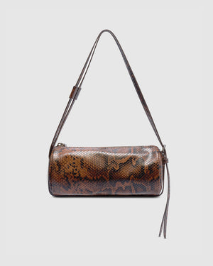 Brooke Mini Barrel - Brunette Python