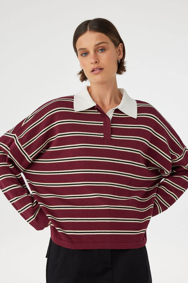 Rayne Knit Jersey - Merlot Stripe