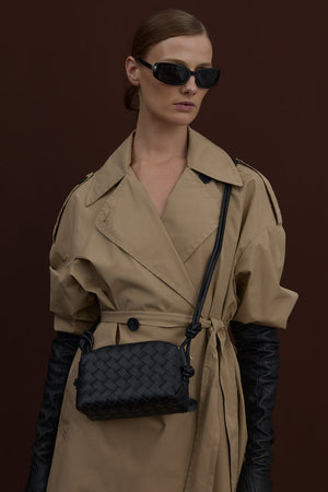 Woven Dumpling Bag - Black