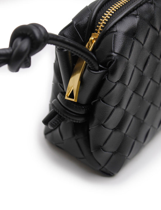 Woven Dumpling Bag - Black