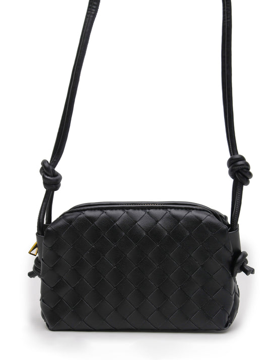 Woven Dumpling Bag - Black