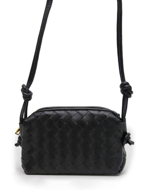 Woven Dumpling Bag - Black
