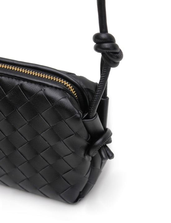Woven Dumpling Bag - Black