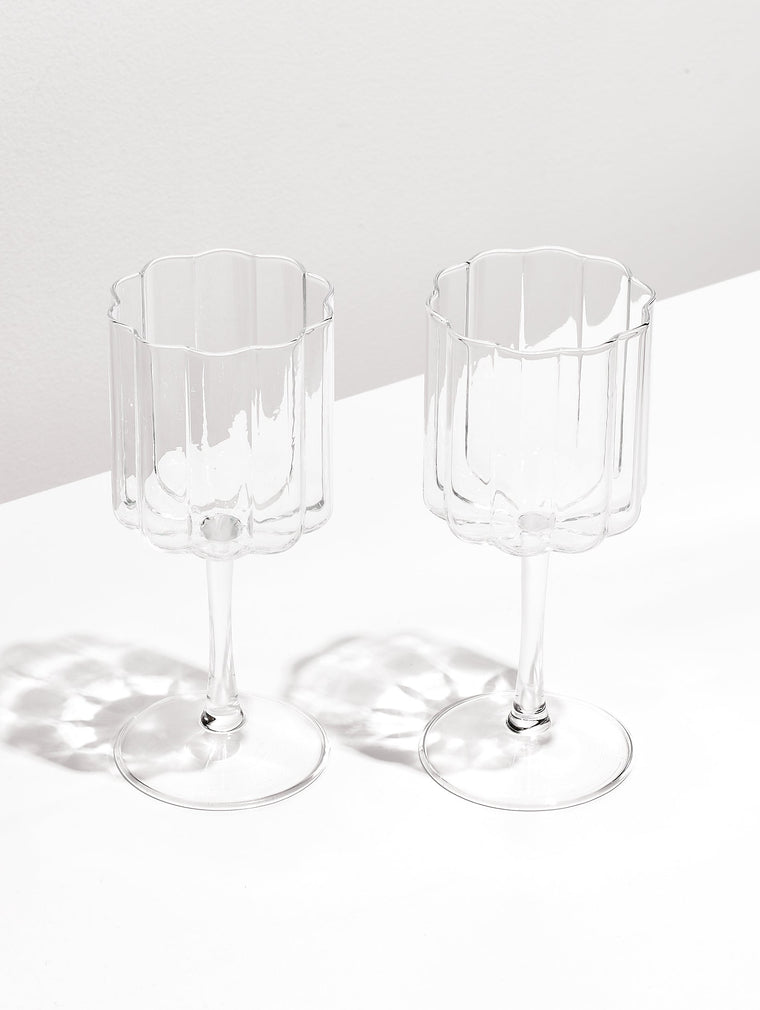 Two x Wave Wine Glass