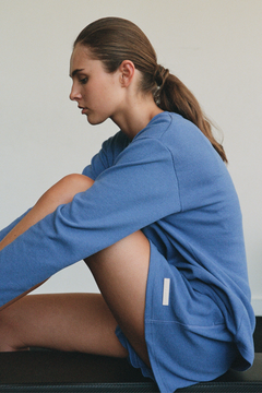 Waffle Long Sleeve Sport Tee - Blue