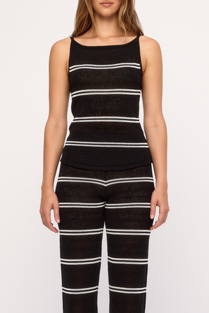 Textured Knit Tank - Black Stripe