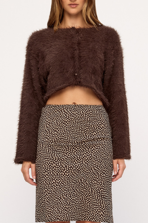 Chocolate Fluffy Knit Cardigan