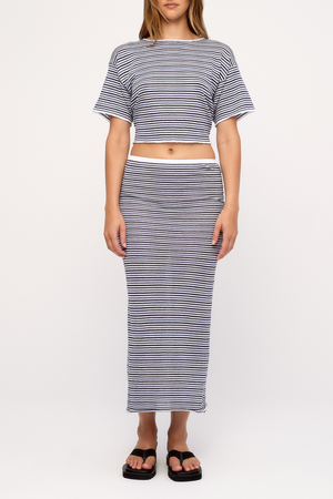 Knit Tie Tee - Blue Pin Stripe