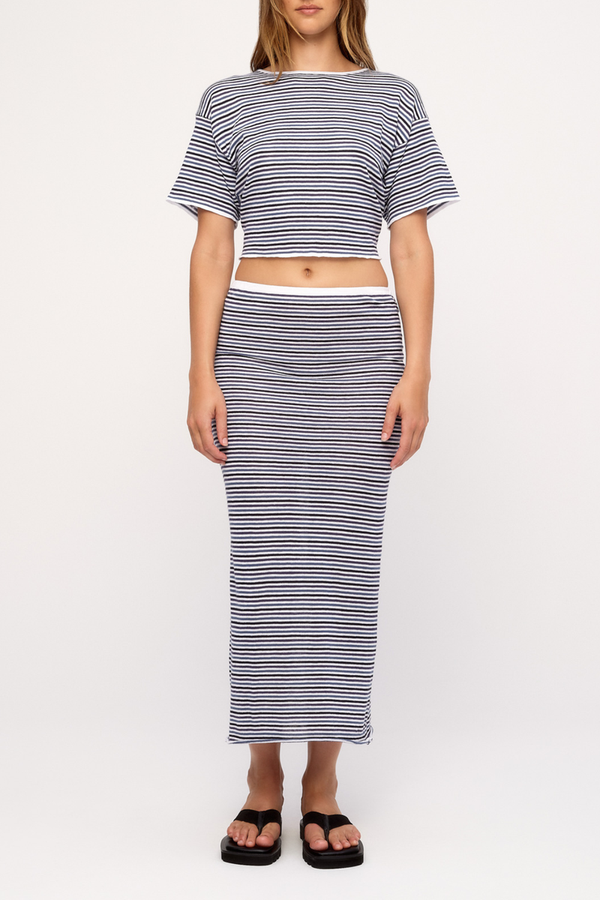Knit Tie Tee - Blue Pin Stripe