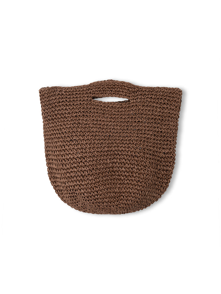 Round Straw Bag - Walnut