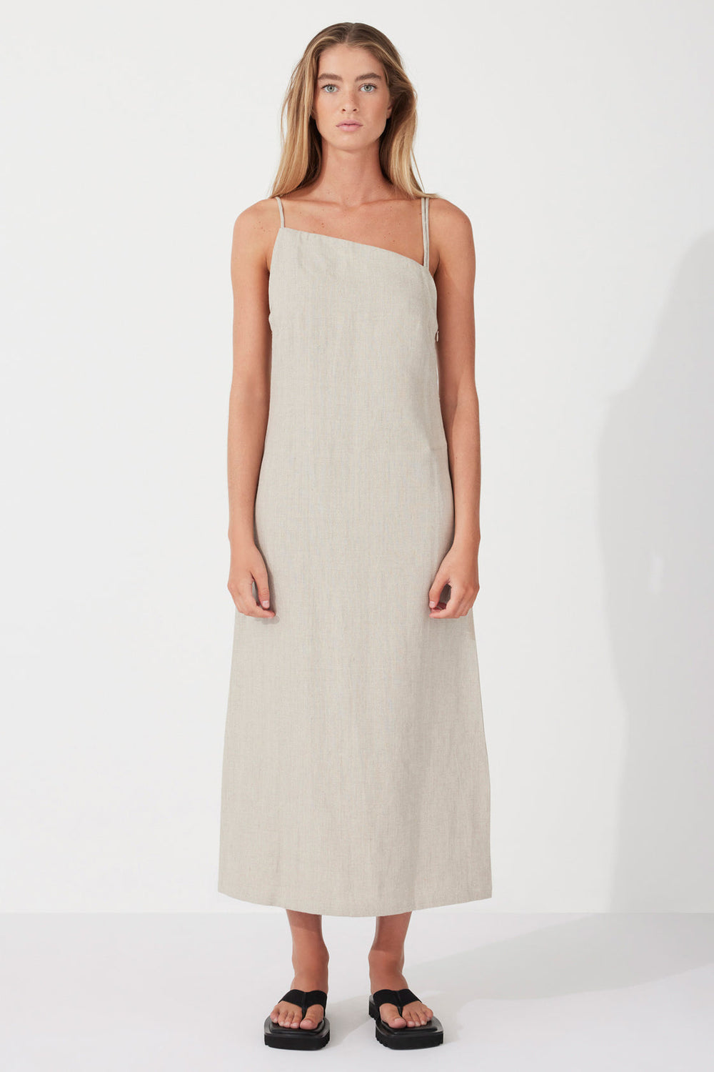 HUSK CONTRAST LINEN DRESS