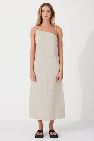HUSK CONTRAST LINEN DRESS