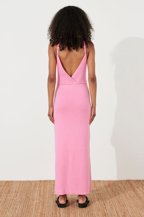 SEA PINK CONTRAST KNIT DRESS