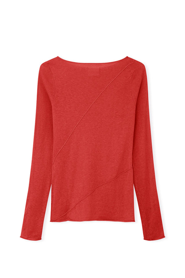Panelled Knit Top - Red