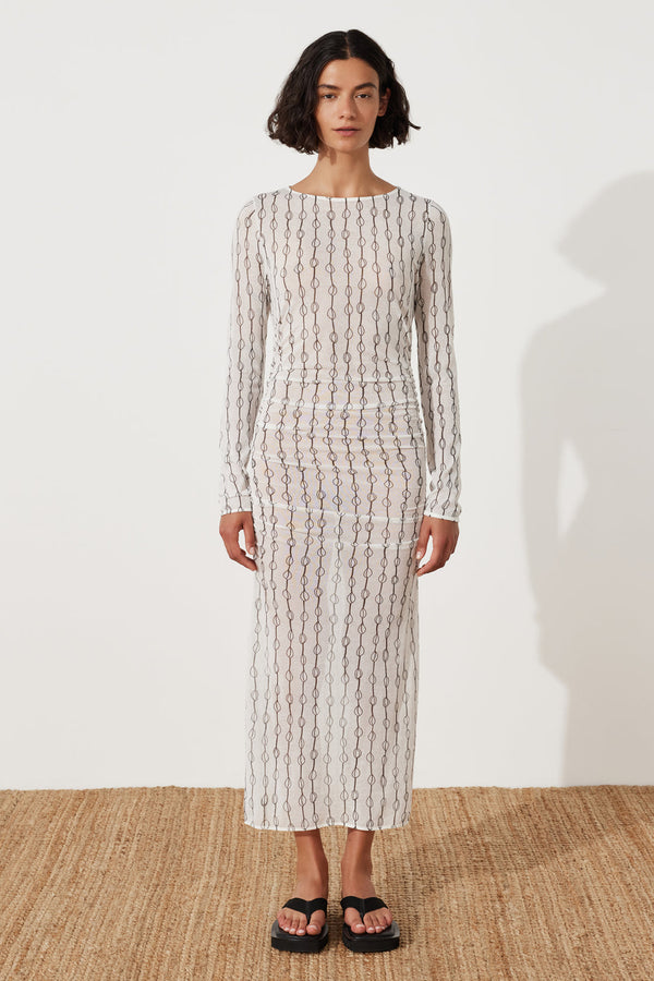 SHELL ROUCHED KNIT DRESS