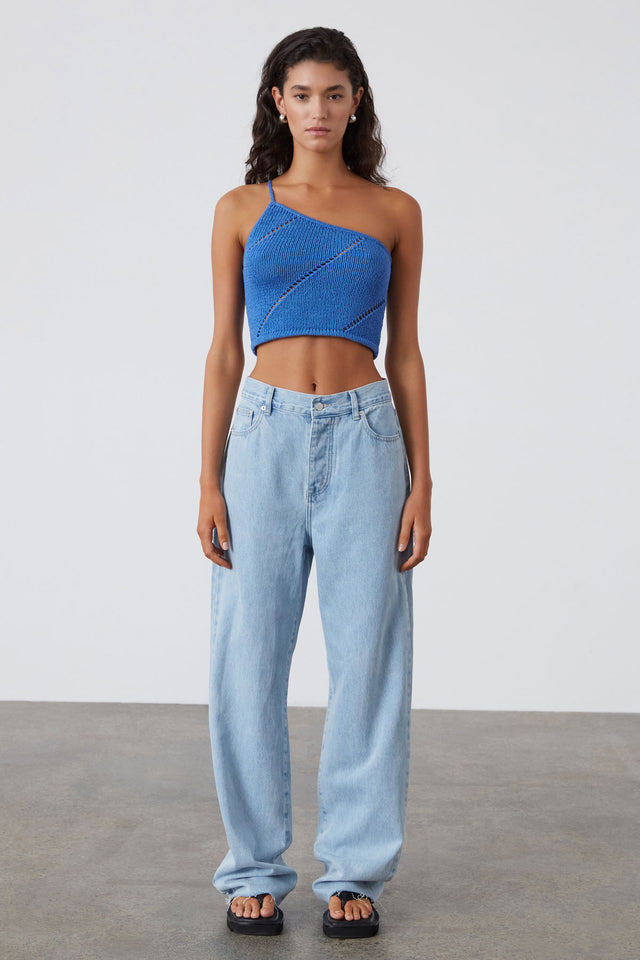 Light Wash Recycled Cotton Mid Rise Jean