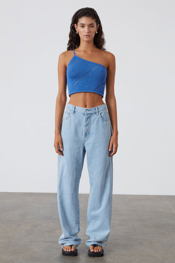 Light Wash Recycled Cotton Mid Rise Jean