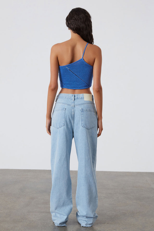 Light Wash Recycled Cotton Mid Rise Jean