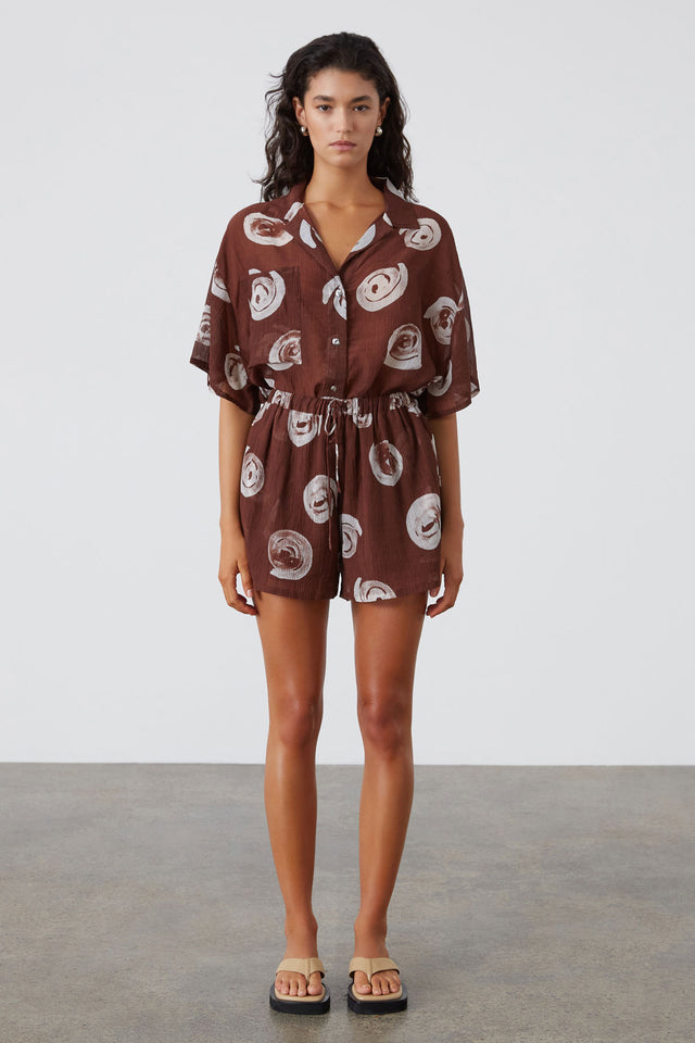 Cocoa Swirl Sheer Textured Shirt