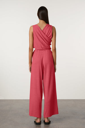 Cotton Blend Knit Pant - Berry