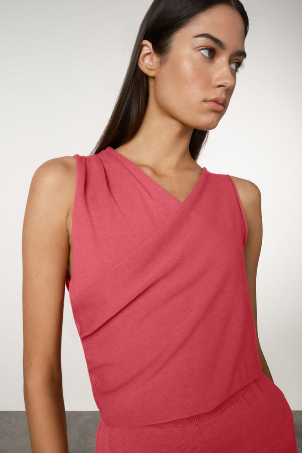 Cotton Blend Knit Top - Berry