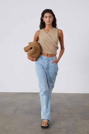 Light Wash Recycled Cotton Mid Rise Jean