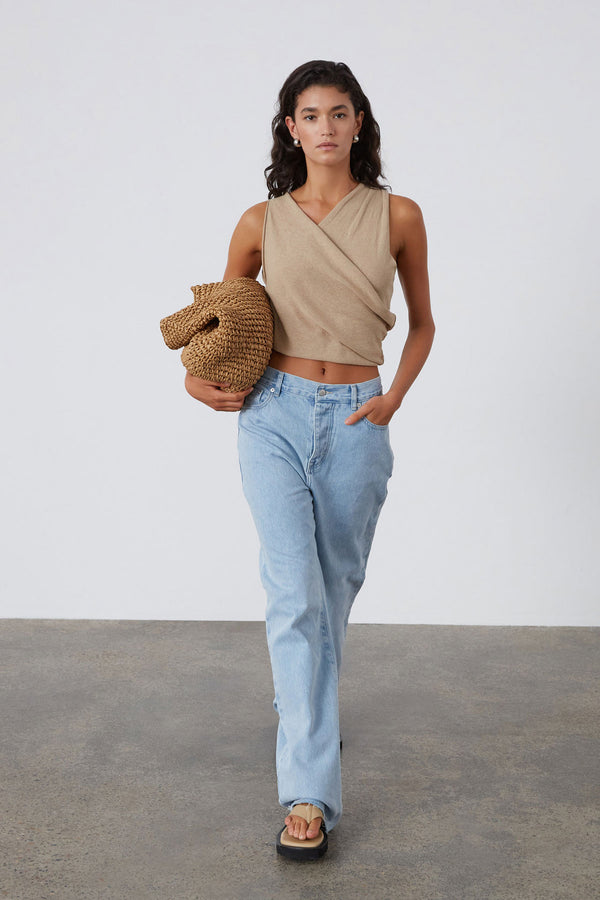 Light Wash Recycled Cotton Mid Rise Jean