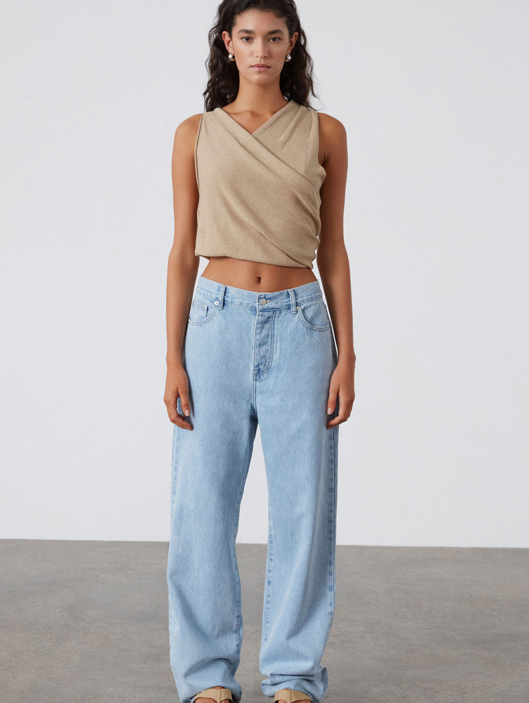 Light Wash Recycled Cotton Mid Rise Jean