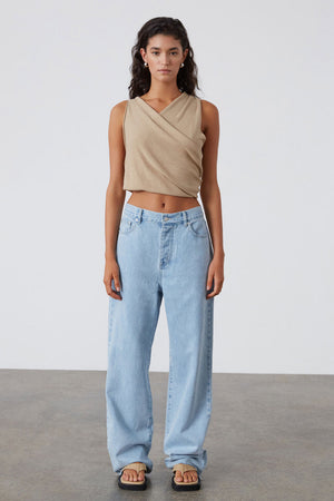 Light Wash Recycled Cotton Mid Rise Jean
