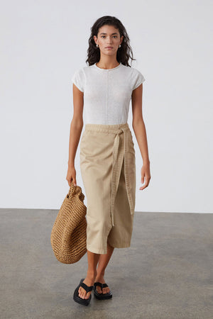 Sand Denim Wrap Skirt