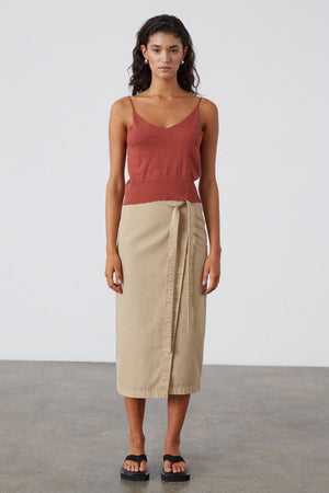 Sand Denim Wrap Skirt