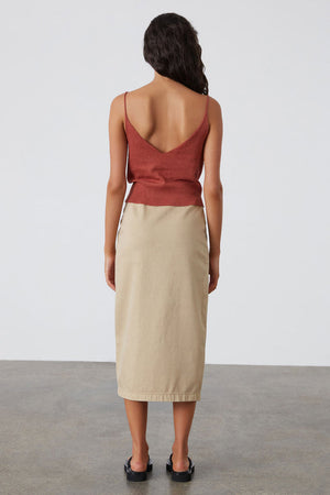 Sand Denim Wrap Skirt
