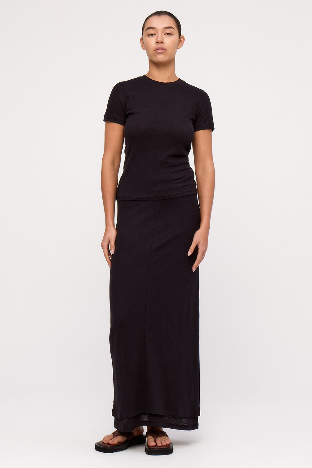 Rib Hemp Jersey Skirt - Black