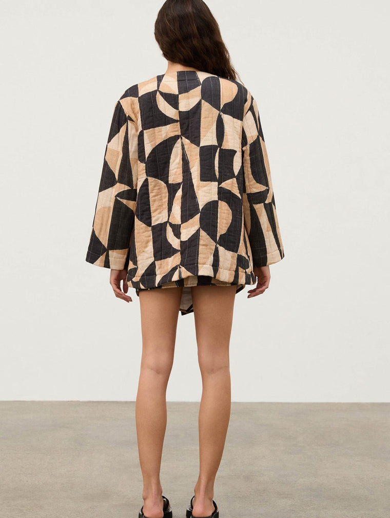 Mosaic Quilted Linen Blend Reversible Jacket