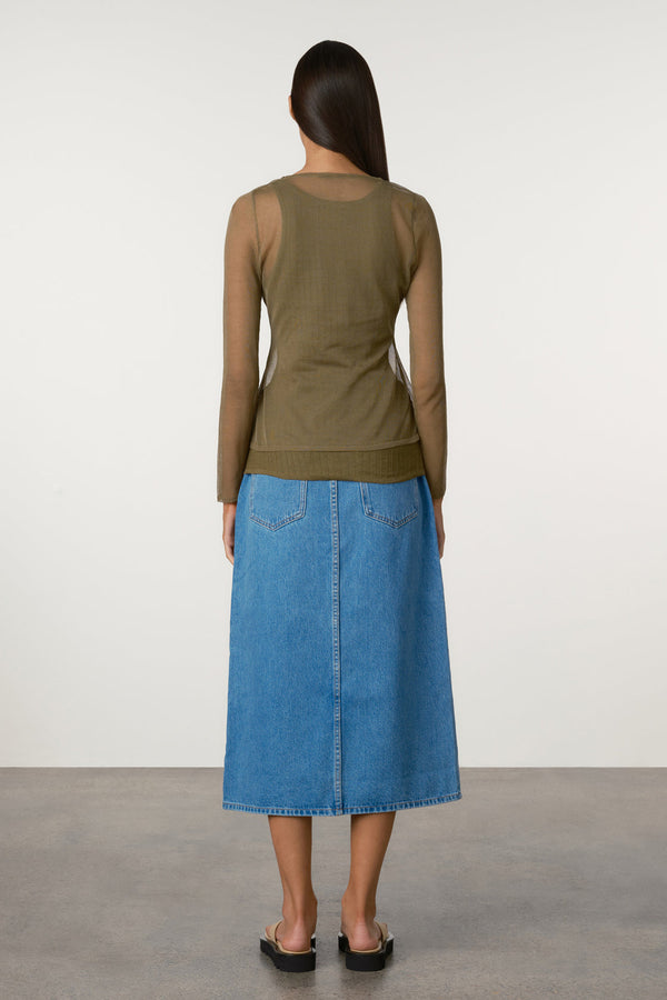 Sheer Knit Cardigan Set - Olive