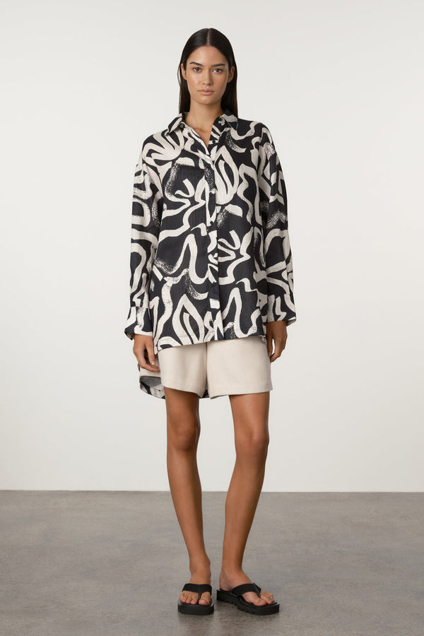 Paint Flower Linen Shirt