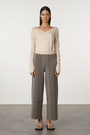 Black Herringbone Knit Pant