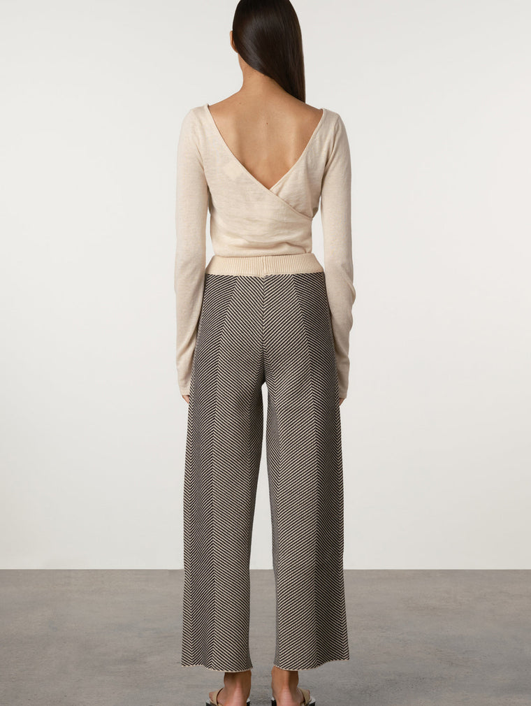 Black Herringbone Knit Pant