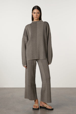 Black Herringbone Knit Pant