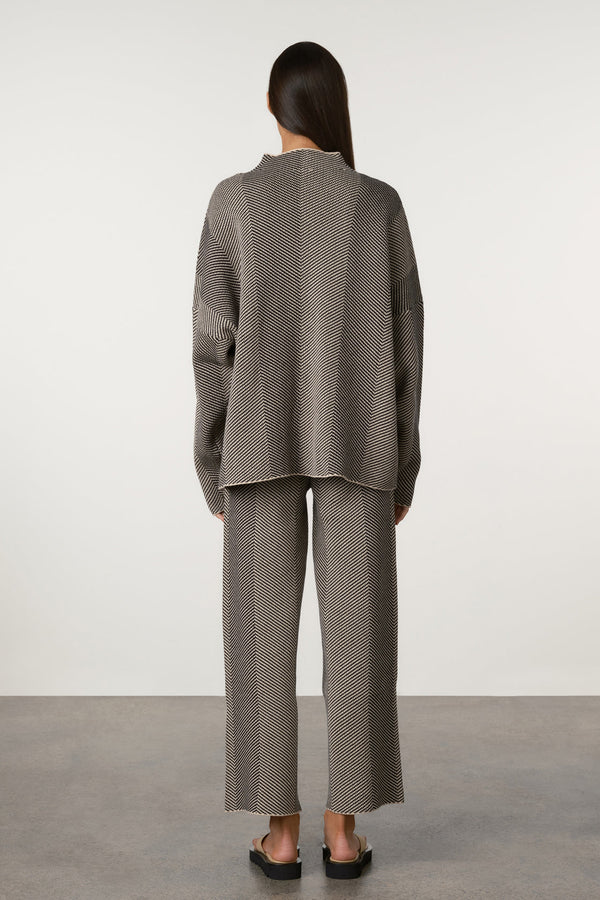 Black Herringbone Knit Pant