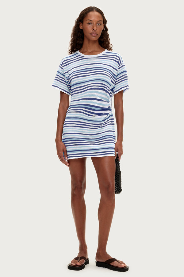 T-Shirt Knit Dress - Blue Stripe