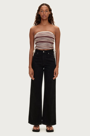 Knit Bandeau Top - Chocolate Stripe
