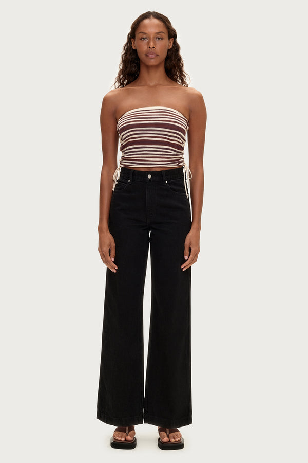 Knit Bandeau Top - Chocolate Stripe