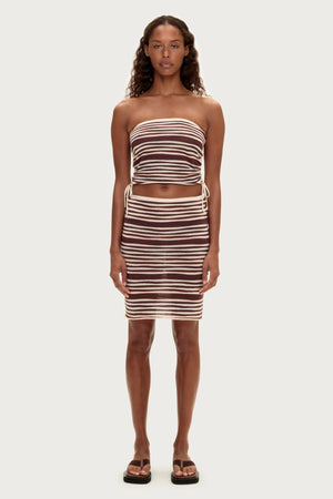 Knit Midi Skirt - Chocolate Stripe